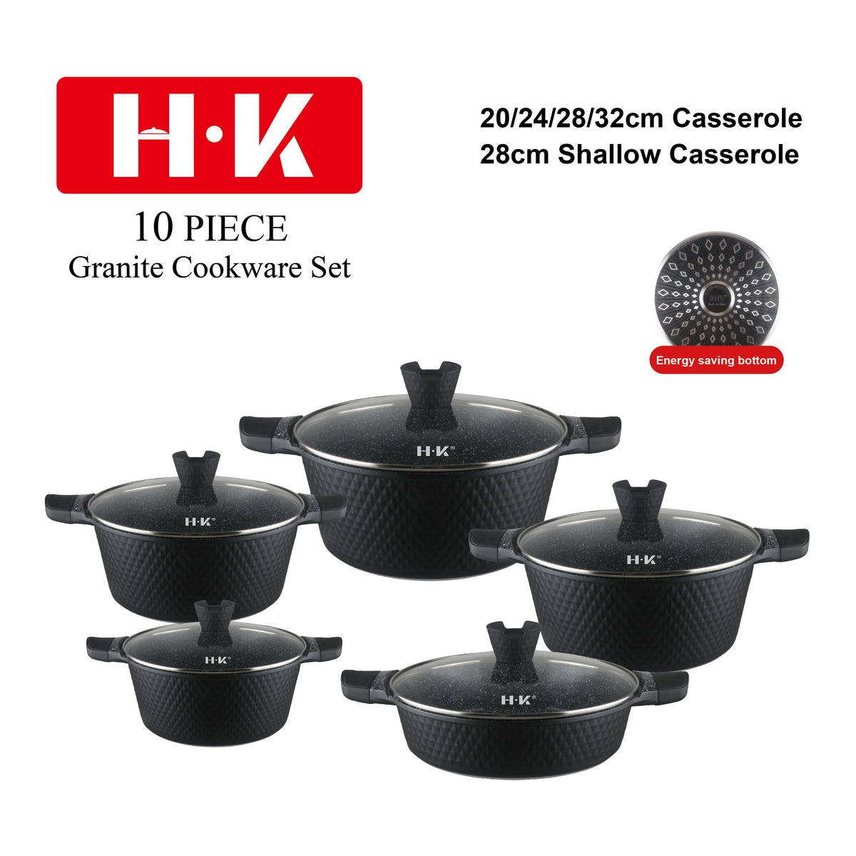 10-Piece Small Diamond Die-Cast Aluminum Cookware Set with CD Bottom