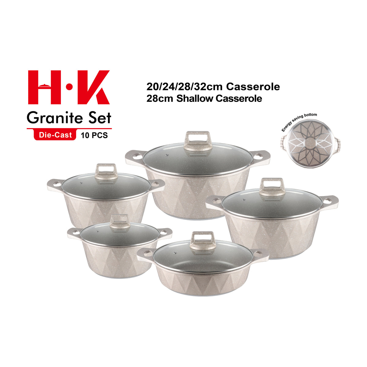 10-Piece Large Diamond Non-Stick Aluminum Cookware Set