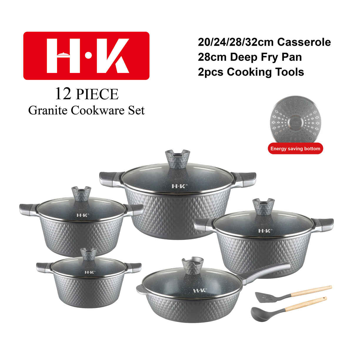 12-Piece Small Diamond Die-Cast Aluminum Non-Stick Cookware Set with CD Bottom