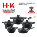 12-Piece Small Diamond Die-Cast Aluminum Non-Stick Cookware Set with Induction Base